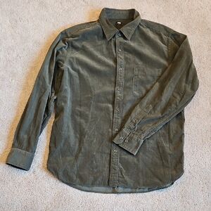 Uniqlo Olive Corduroy Button Down Shirt